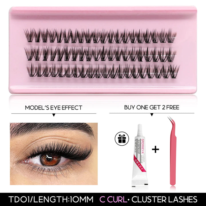 Lash Clusters Kit with Waterproof Strong Hold DIY Lash Extension Kit Lash Bond and Seal and Eyelash Tweezers Makeup