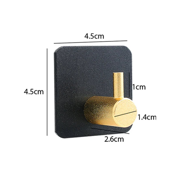 1/2/3PCS Self Adhesive Wall Hook Black Gold Hanging Hooks for Wall Bathroom Towel Holder *No Drill* Bathroom Organaizer