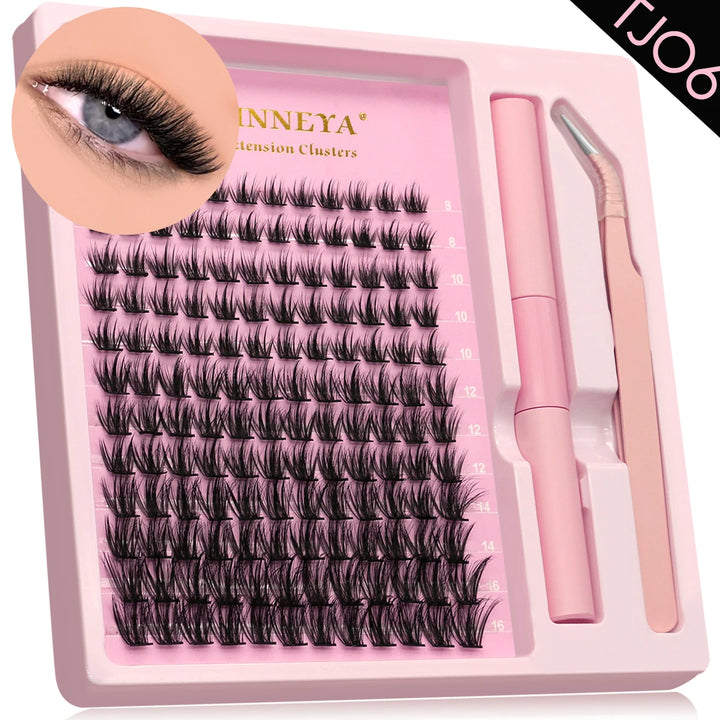 Lash Clusters Kit with Waterproof Strong Hold DIY Lash Extension Kit Lash Bond and Seal and Eyelash Tweezers Makeup