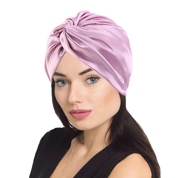 Silk Bonnet Silk Hair Wrap for Sleeping, Imitation Silk Sleep Cap Silk Bonnet for Curly Hair, Double Layer Satin Bonnet Silk Hea