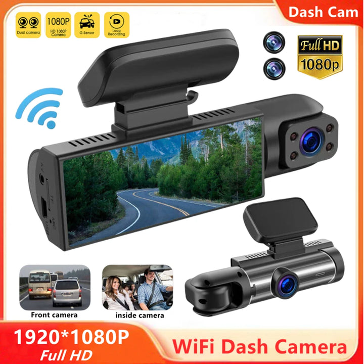 Wifi Dash Cam 3.16 Inch HD Night Vision 1080P Dual Lens Front inside Video Camera Recorder G-Sensor Car DVR